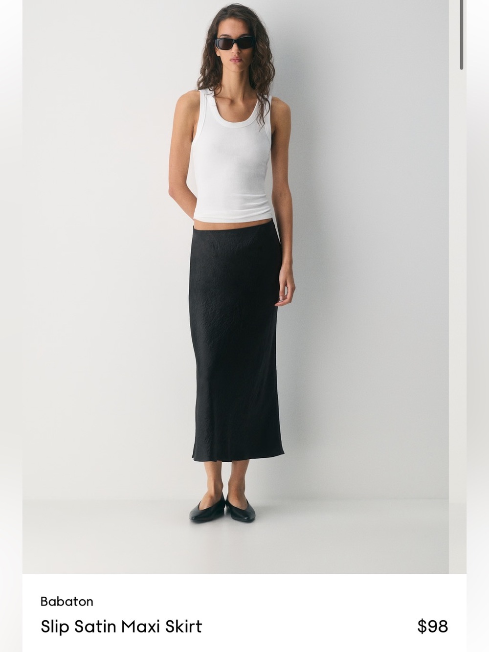 Babaton Slip Satin Maxi Skirt Black